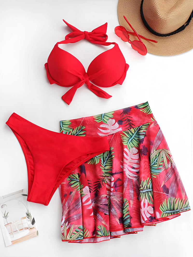 3-Piece Tropical Bikini Set