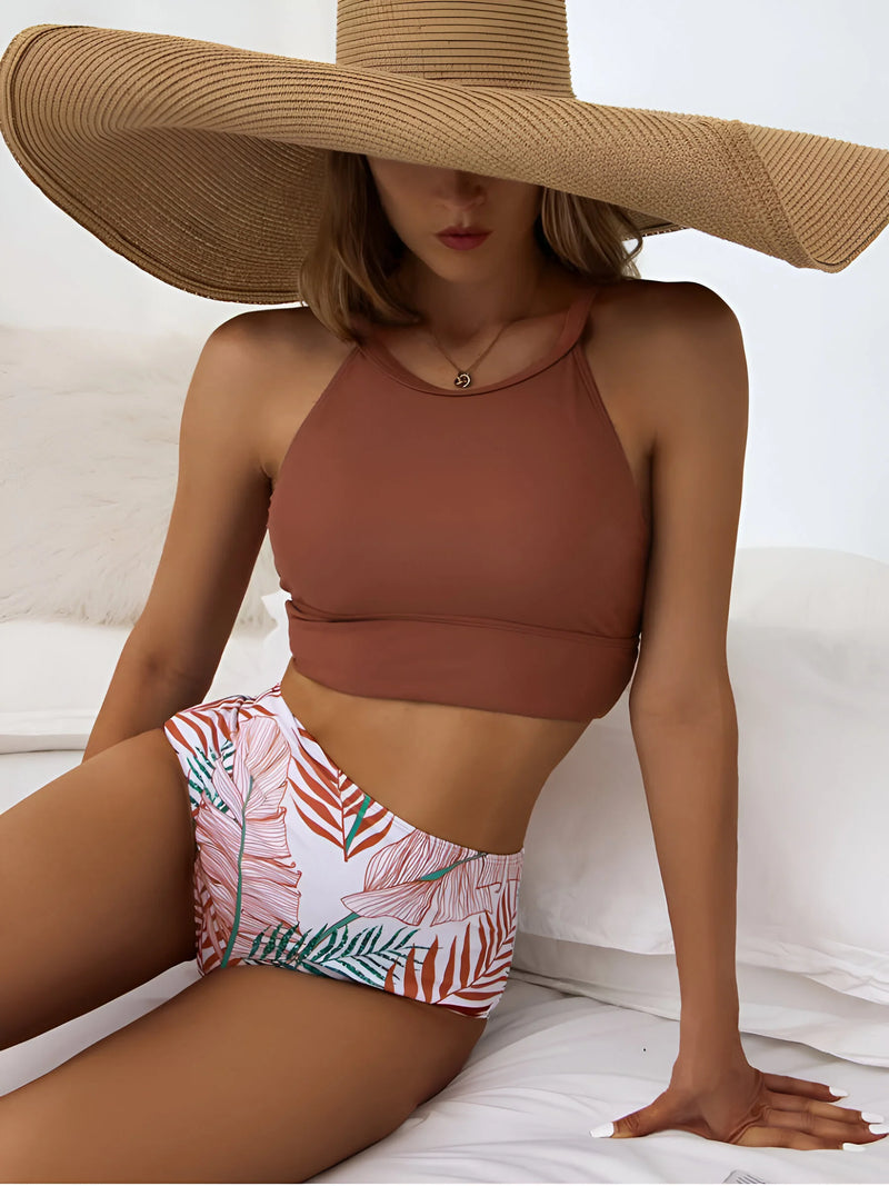 High-Neck Two-Piece Swimsuit Set