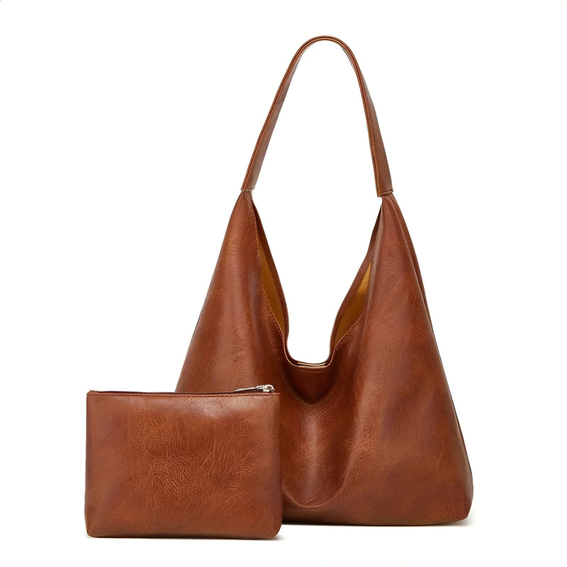 Large Leather Shoulder Tote Bag