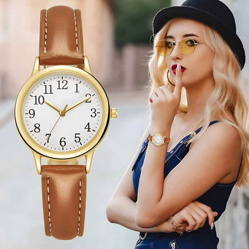 Women's Quartz Watch With Leather Strap