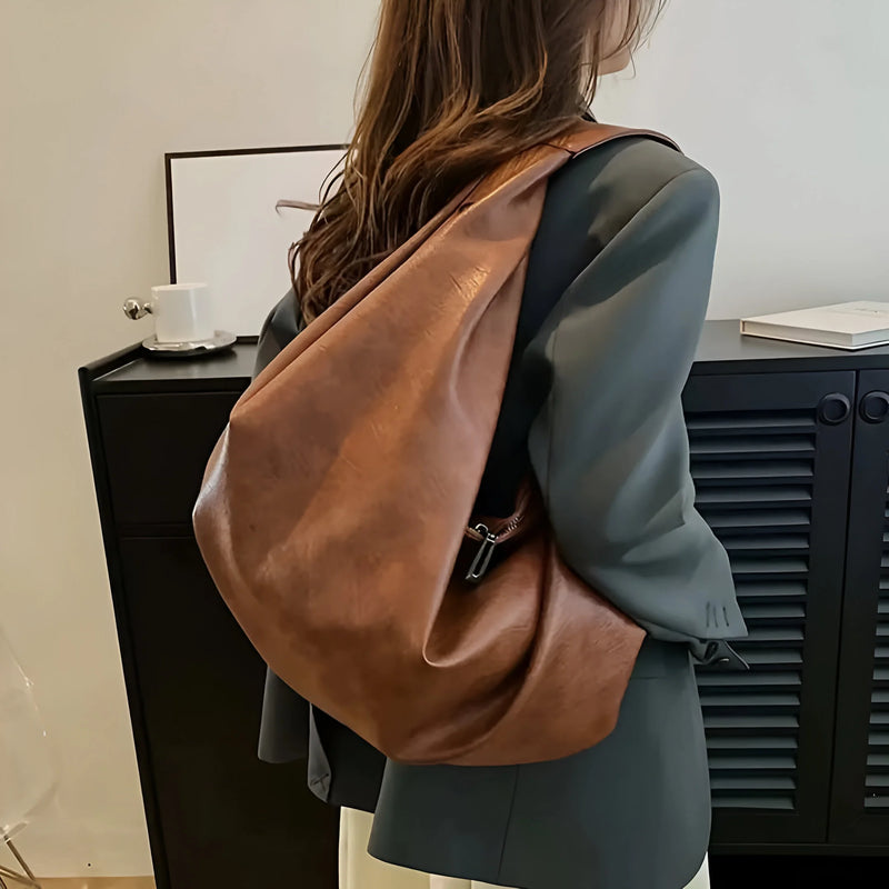 Minimalist Crescent Shoulder Leather Bag