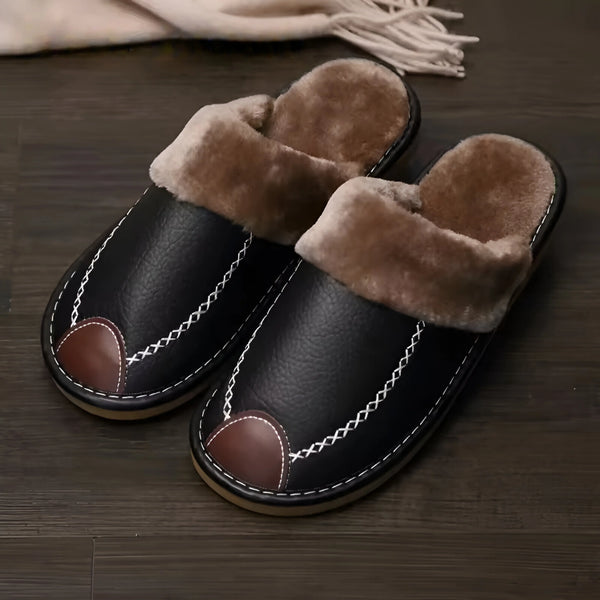 Winter Waterproof PU Leather Slippers