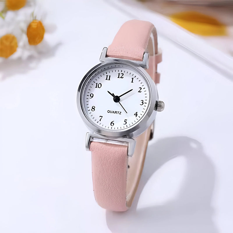 Women's Minimalist Quartz Watch with Leather Strap