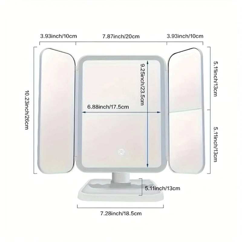 Tri-Fold LED Makeup Mirror