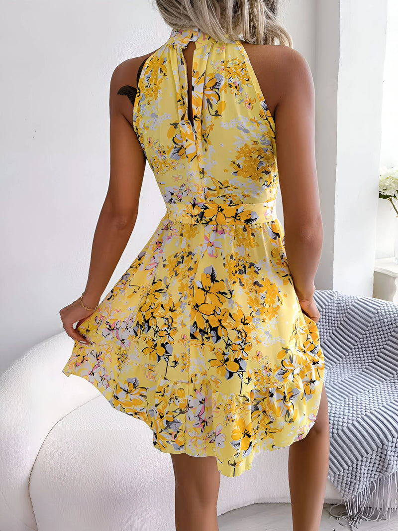 Floral Halter Neck Maxi Dress