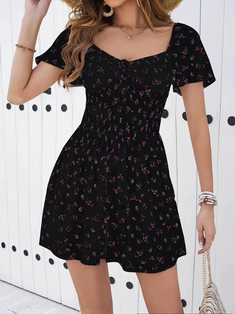 Floral Fragmented Mini Dress