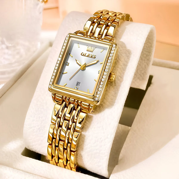 Gold Rectangular Women's Watch