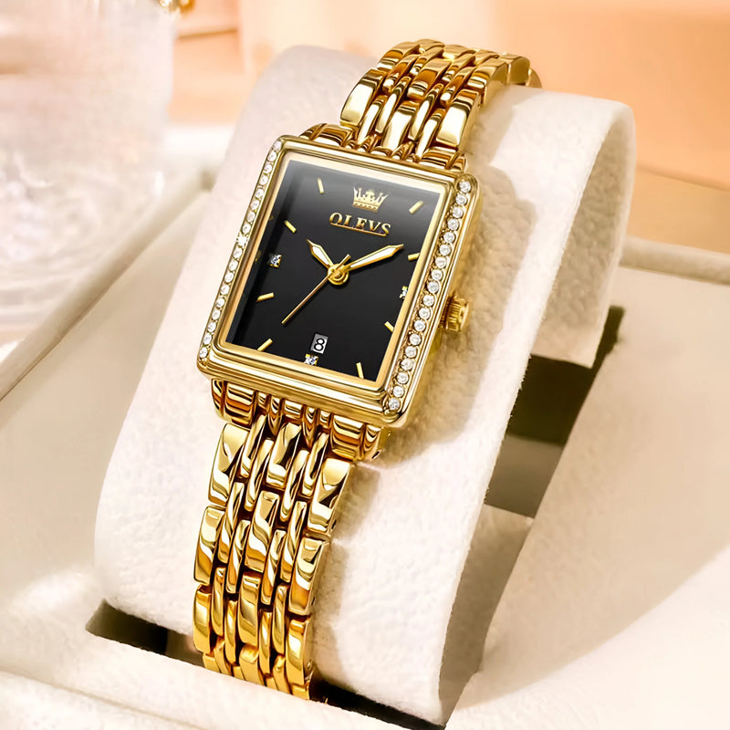 Gold Rectangular Women's Watch