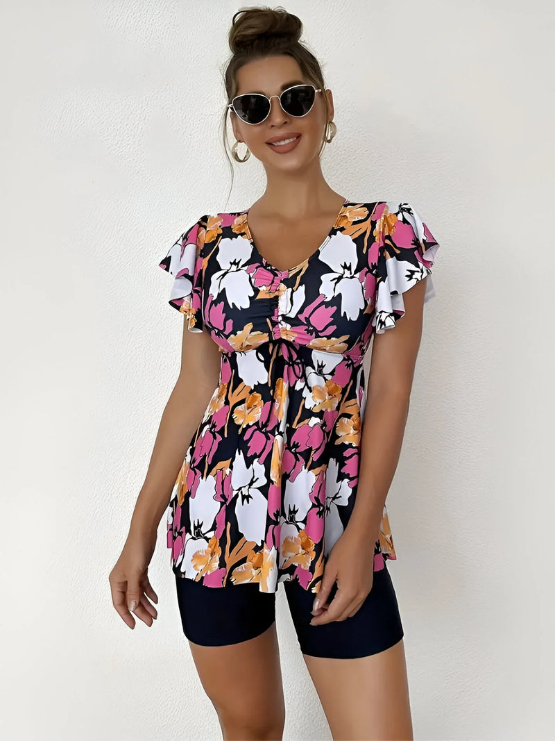 Ruffle Floral Tankini Set