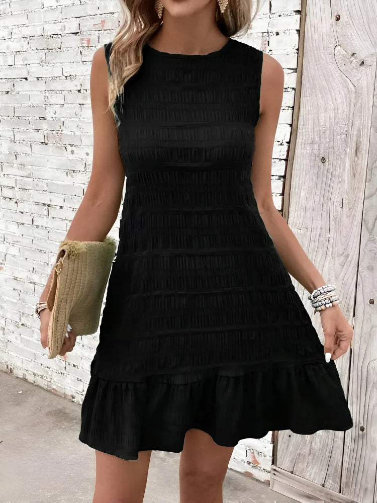 Sleeveless Lace-Up Ruffle Mini Dress