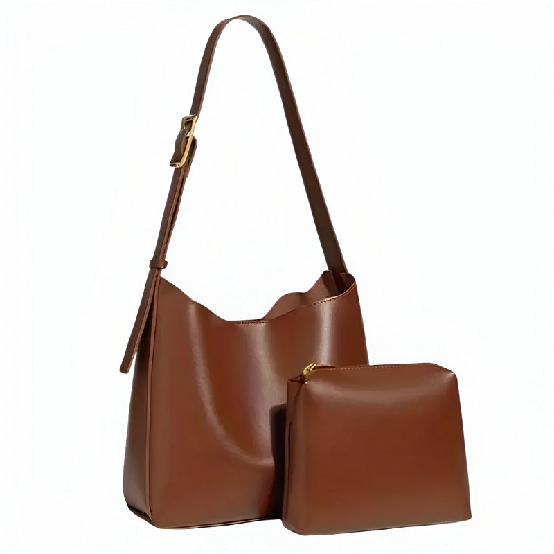 Women's Adjustable Strap Two-Piece Leather Bag Set