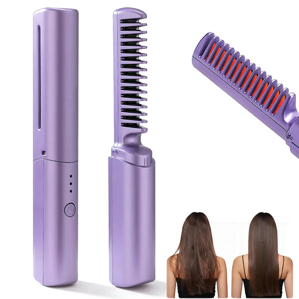 2-in-1 Hair Straightener & Curler Comb