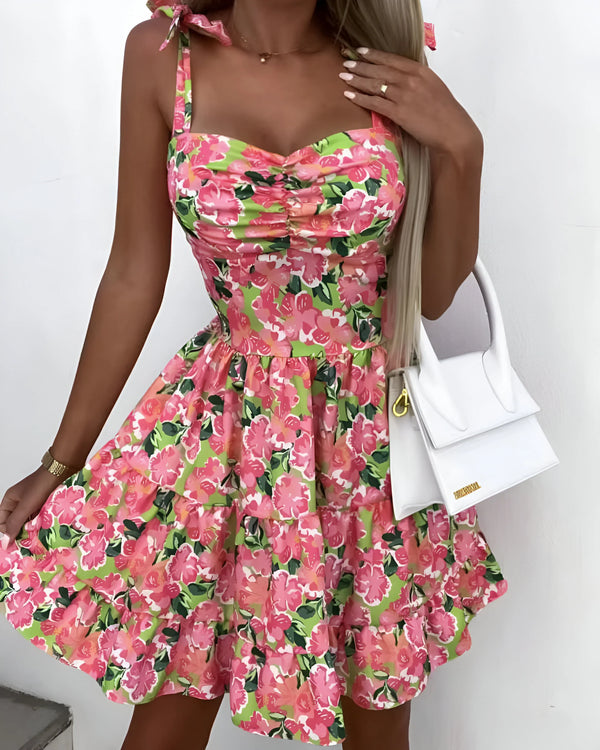 Printed Waist Fold-Up Dress