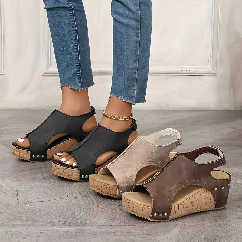 Open Toe Slingback Wedge Sandals