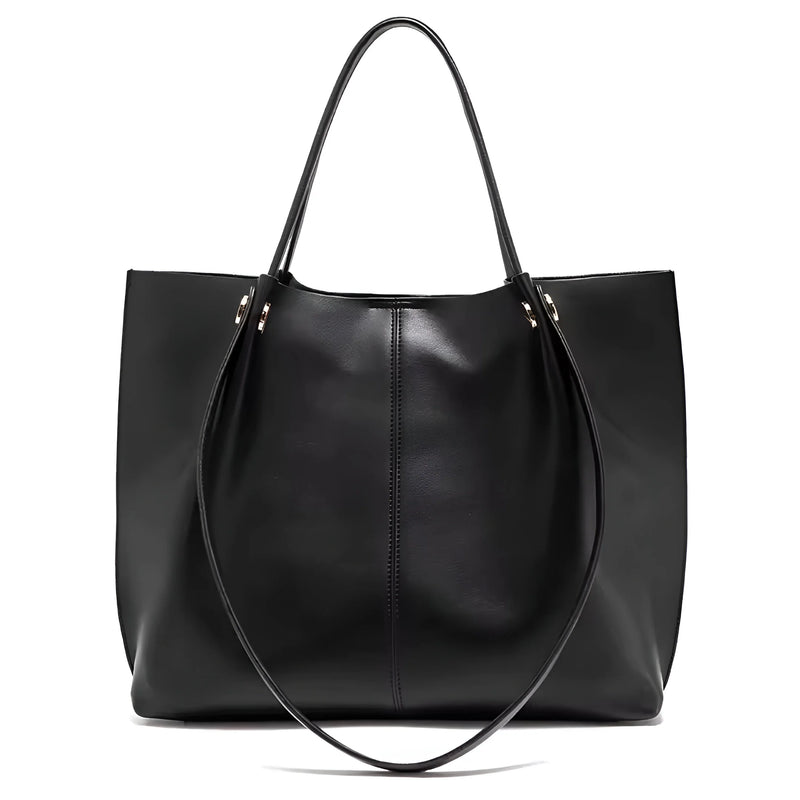 Large Leather Tote Bag with Dual-Use Design