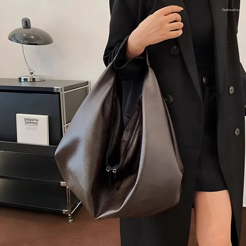 Minimalist Crescent Shoulder Leather Bag