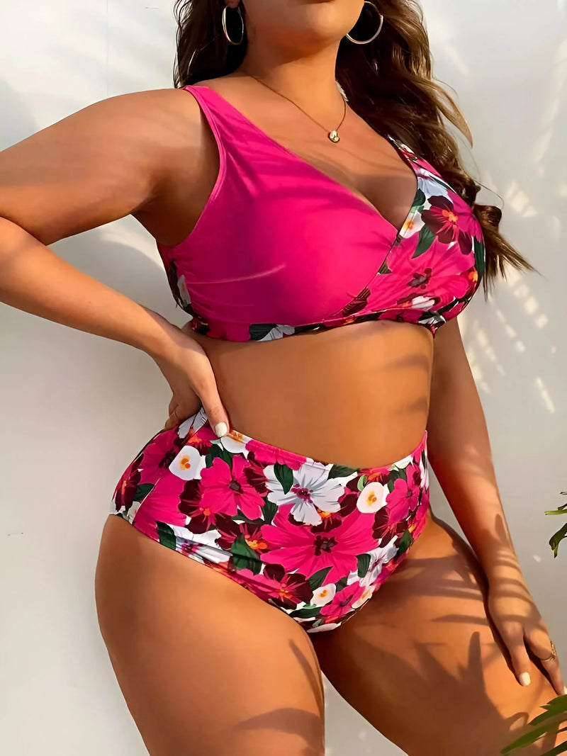 Plus Size Tankini Two Piece Swimsuit Set