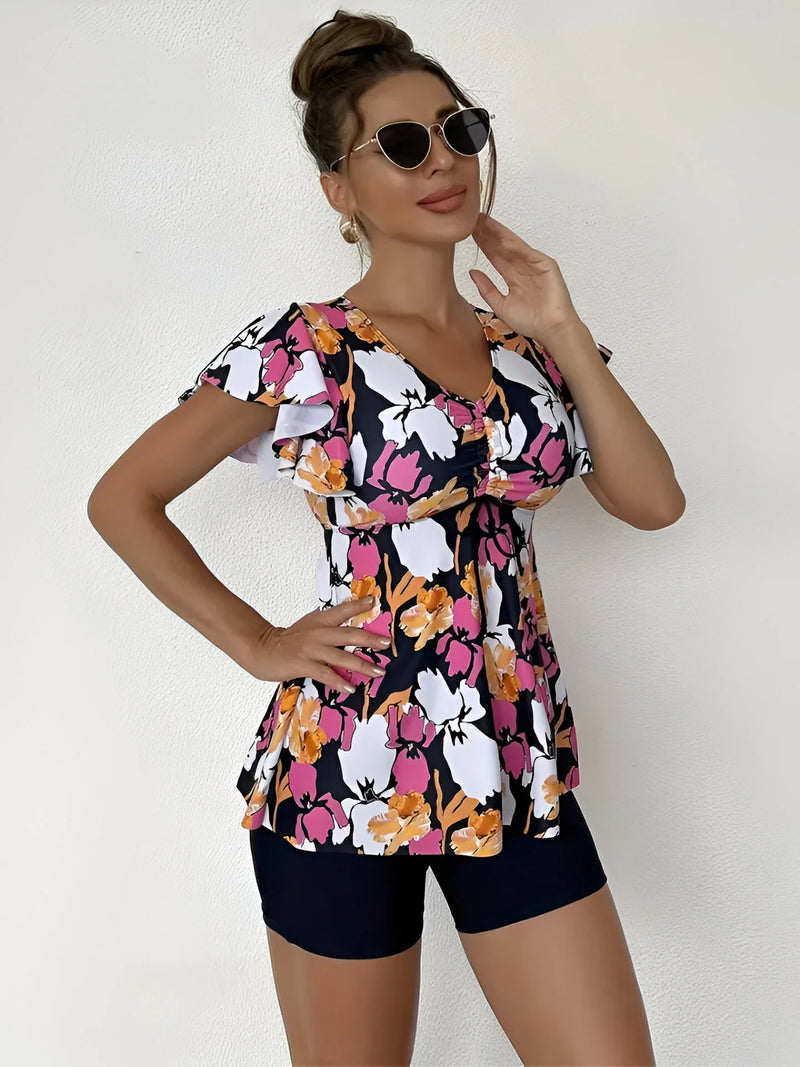 Ruffle Floral Tankini Set