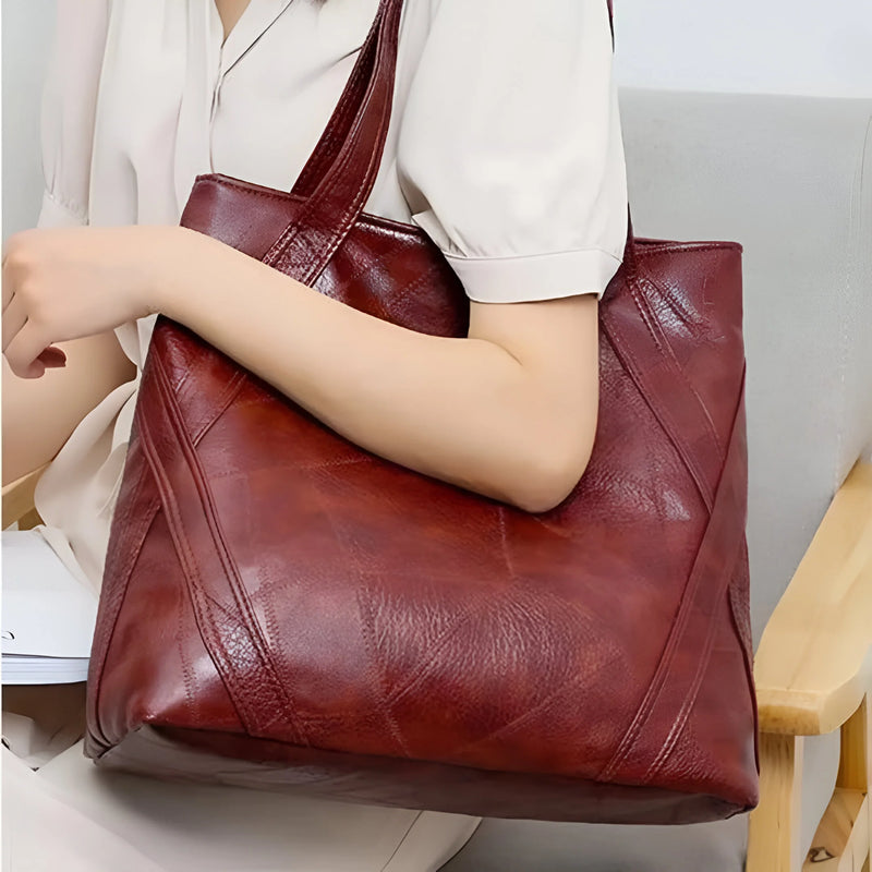 Large Capacity Zipper Shoulder Leather Bag