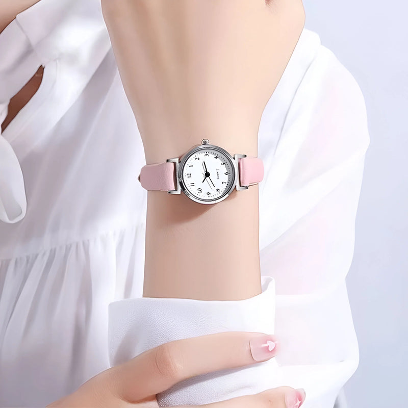 Women's Minimalist Quartz Watch with Leather Strap