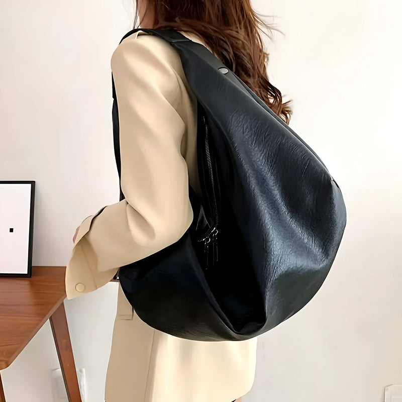 Minimalist Crescent Shoulder Leather Bag