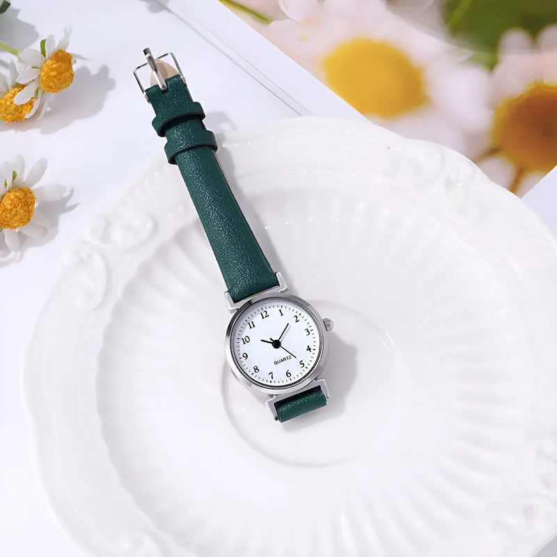 Women's Minimalist Quartz Watch with Leather Strap