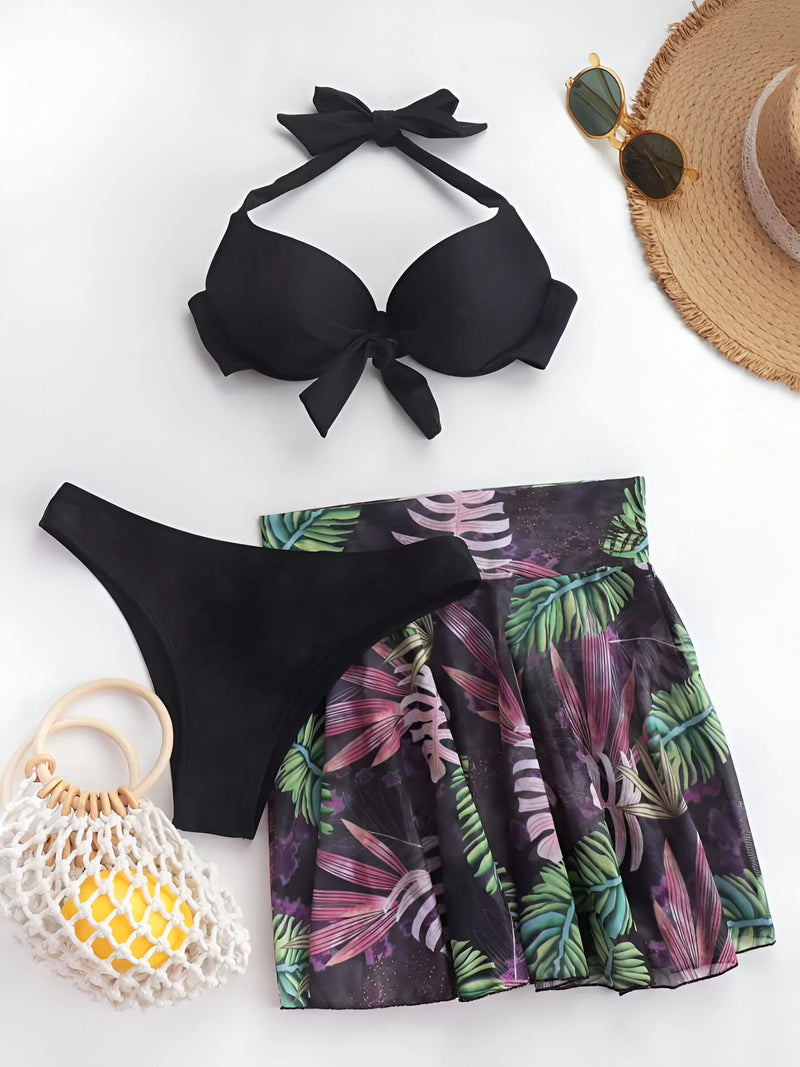 3-Piece Tropical Bikini Set