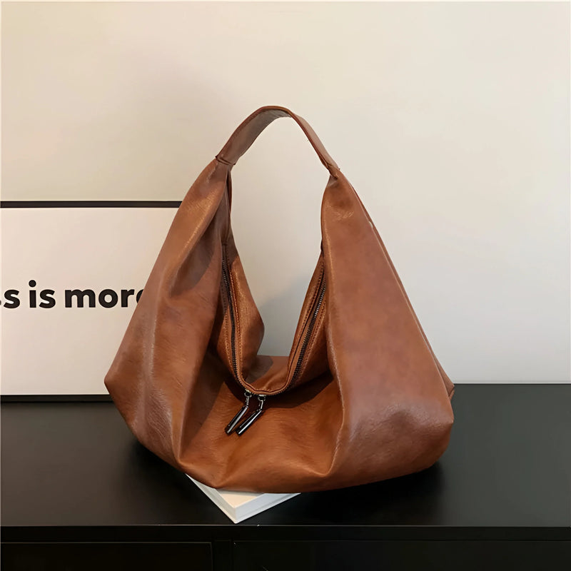 Minimalist Crescent Shoulder Leather Bag