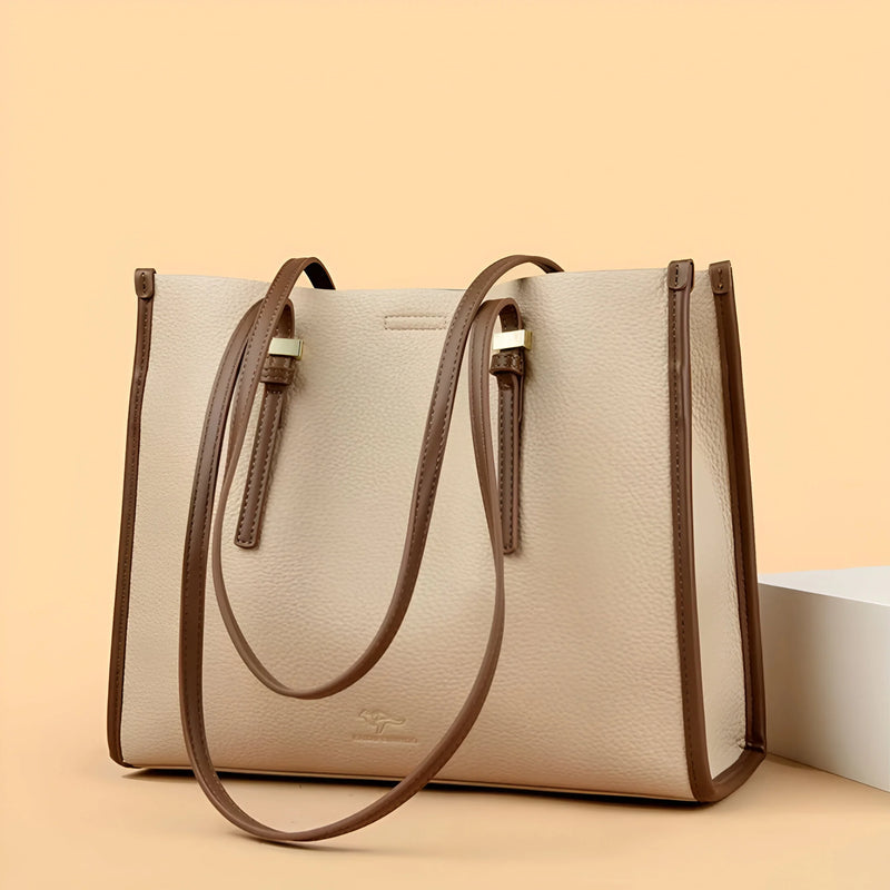 Textured Leather Tote Bag with Spacious Interior