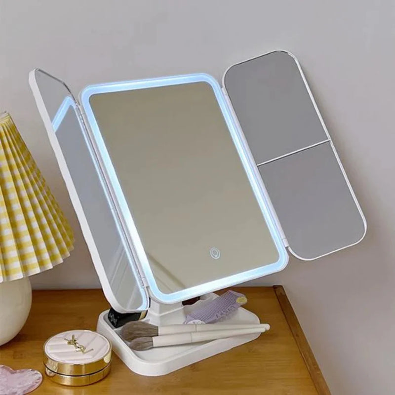 Tri-Fold LED Makeup Mirror