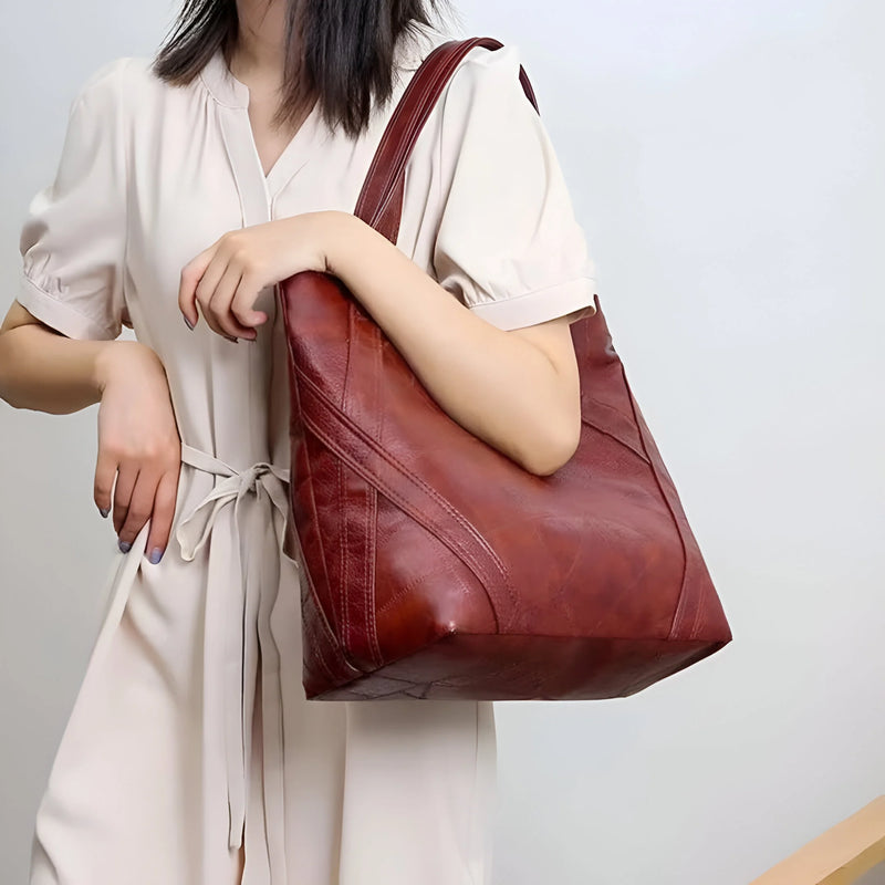 Large Capacity Zipper Shoulder Leather Bag