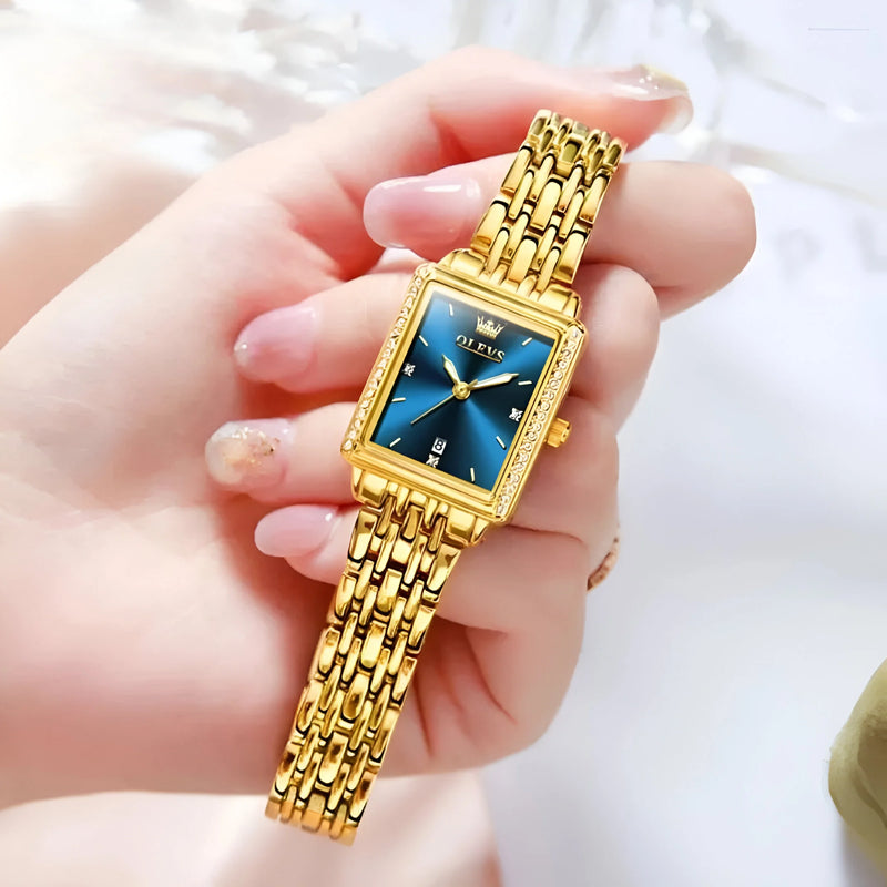 Gold Rectangular Women's Watch