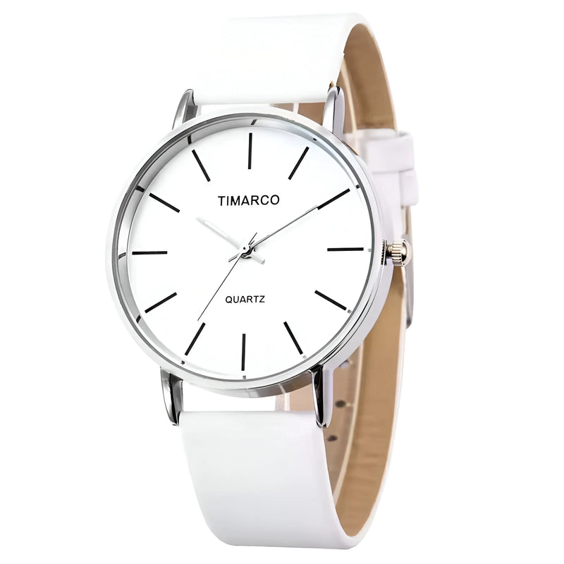 Women's Stylish Leather & Steel Quartz Watch