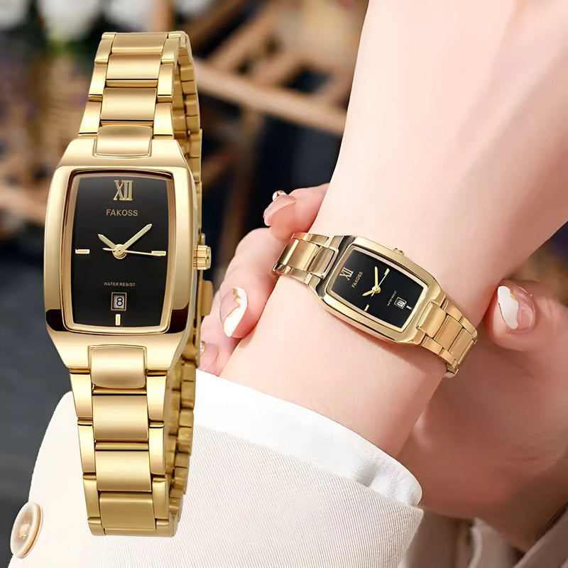 Women's Rectangular Gold Watch