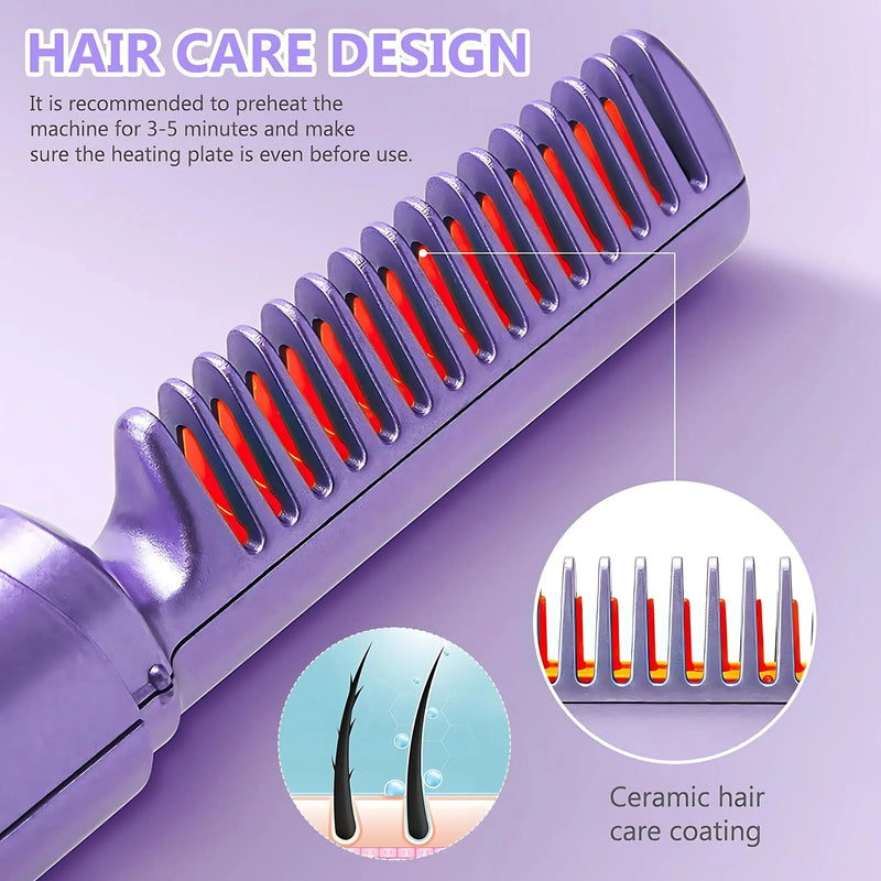 2-in-1 Hair Straightener & Curler Comb