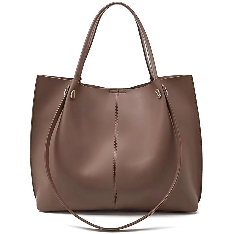 Large Leather Tote Bag with Dual-Use Design