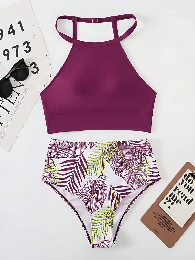 High-Neck Two-Piece Swimsuit Set