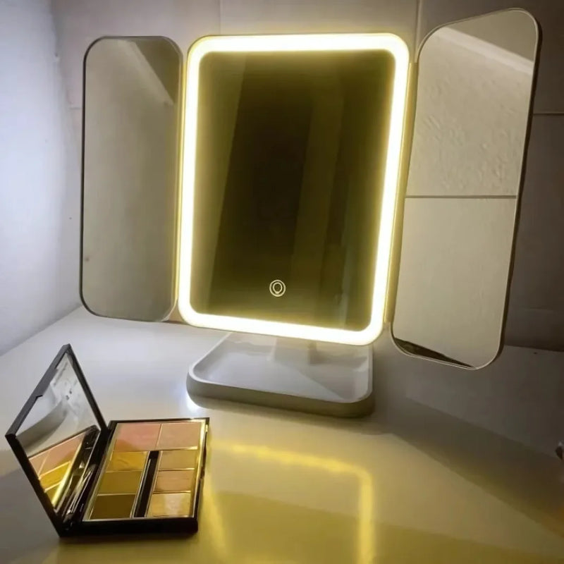 Tri-Fold LED Makeup Mirror