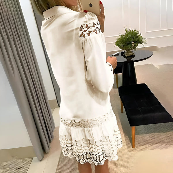 Lace Hollow-Out Long Sleeve Dress