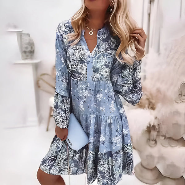 Floral Print Bohemian V-Neck Dress