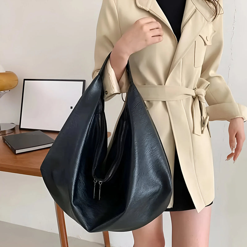 Minimalist Crescent Shoulder Leather Bag