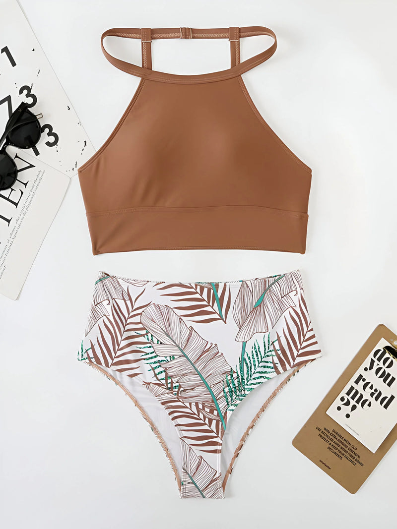 High-Neck Two-Piece Swimsuit Set