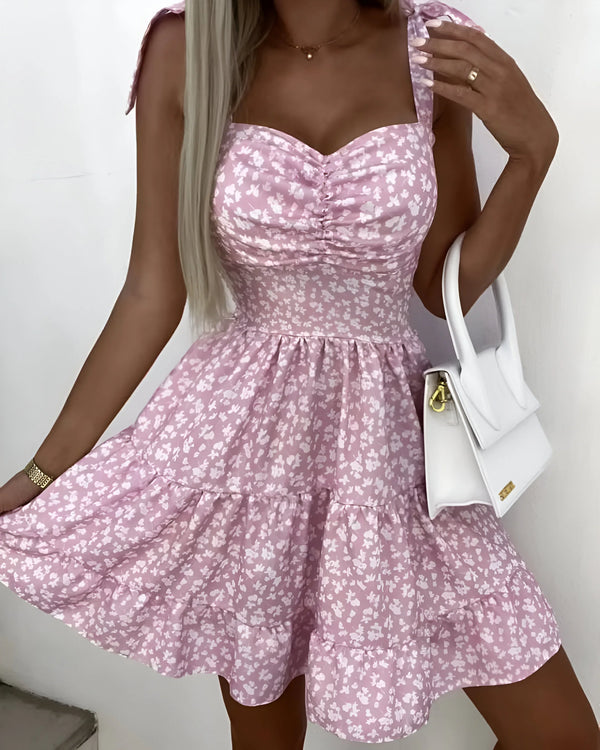 Printed Waist Fold-Up Dress