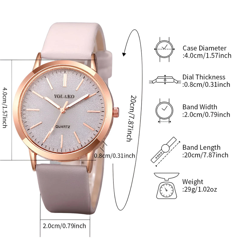 Women's Frosted Dial Leather Strap Watch