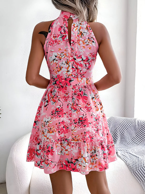 Floral Halter Neck Maxi Dress