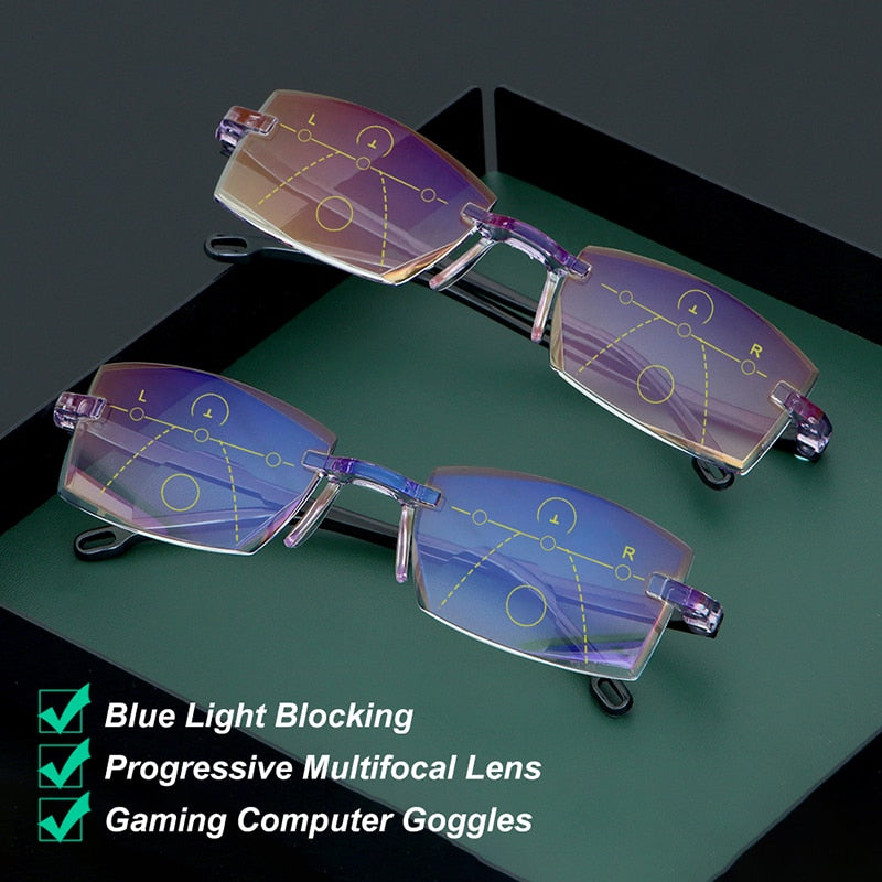 colorlight® blue gems high hardness anti-wear anti blue light intelligent dual focus reading glasses