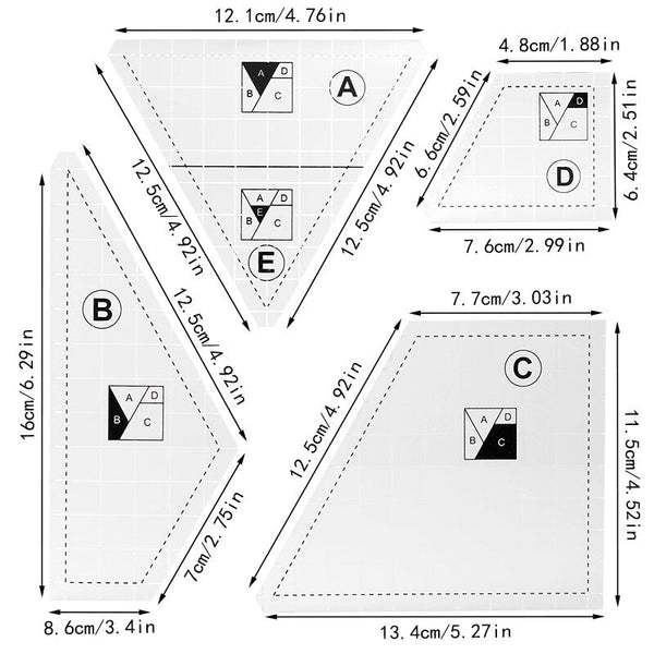 Creative Quilting Cutting Template (4 Pcs Set)