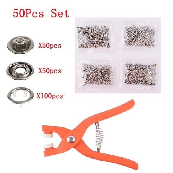 metal snap buttons with fastener pliers tool kit