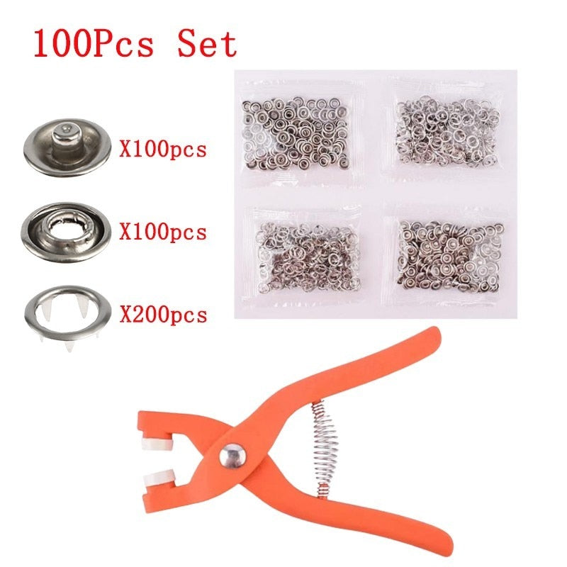 metal snap buttons with fastener pliers tool kit