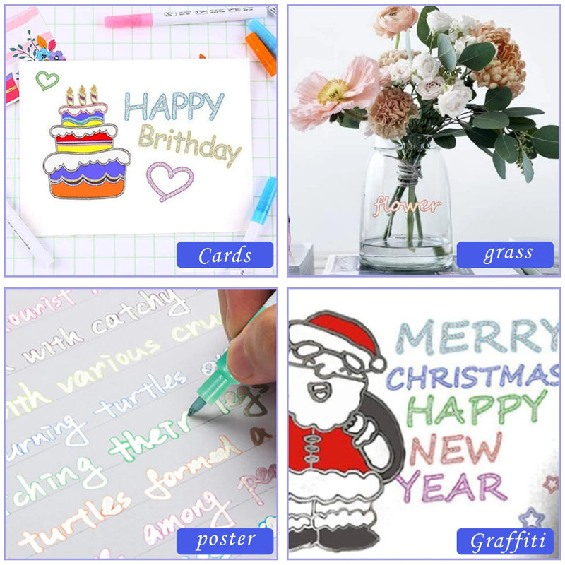 Creative Double-Line Glitter Outline Markers